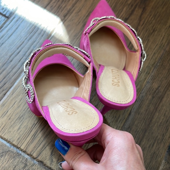 Schutz Elisah Pink Slip On Pointy Toe Embellished Upper High Stiletto Heel 5.5 - Picture 8 of 11